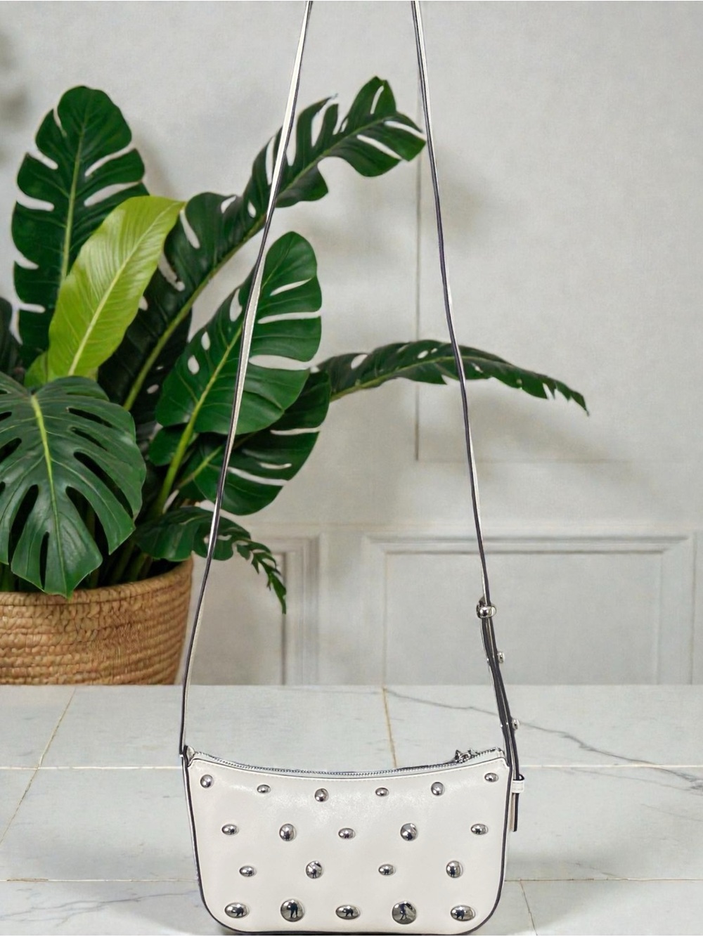 White Kate Spade Halo Studded Leather Crossbody Bag -NWT